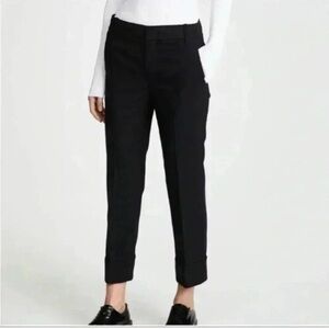 Vince Women's Straight Leg Dress Pants Stretch Mid-Rise Cotton Black Size 2